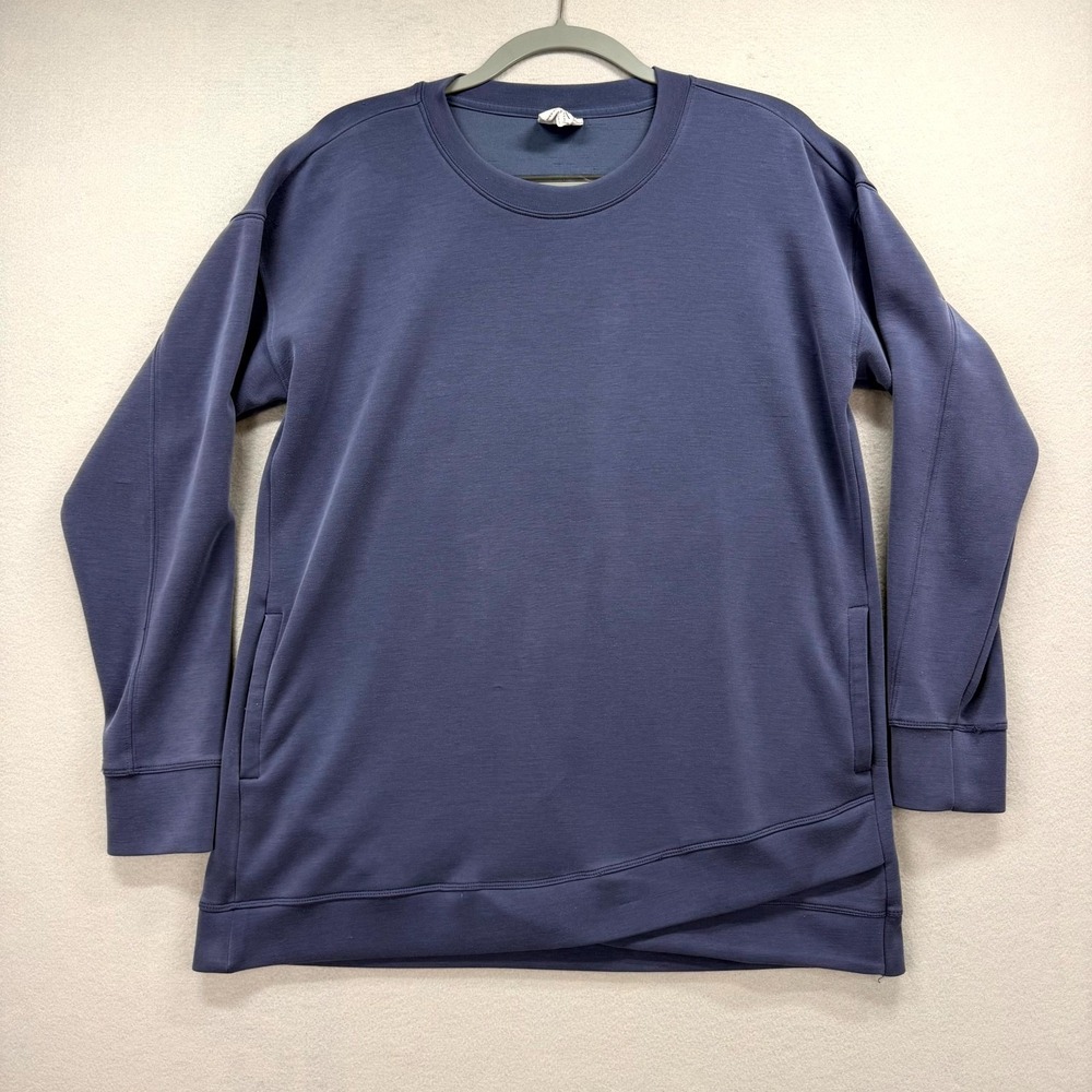 Sage Collective Tunic Sweatshirt Womens Medium Blue Pockets Oversized Crew Neck